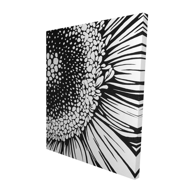 Gerbera sur toile botanique noire - Art de la décoration intérieure, 60" H x 48" W
