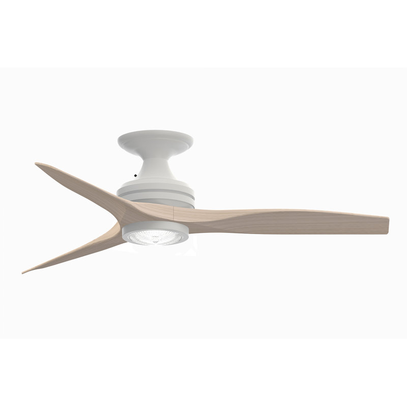 Spitfire 48 inch Flush Indoor/Outdoor Ceiling Fan with LED Light Kit - Matte White with Washed White blades, Matte White
