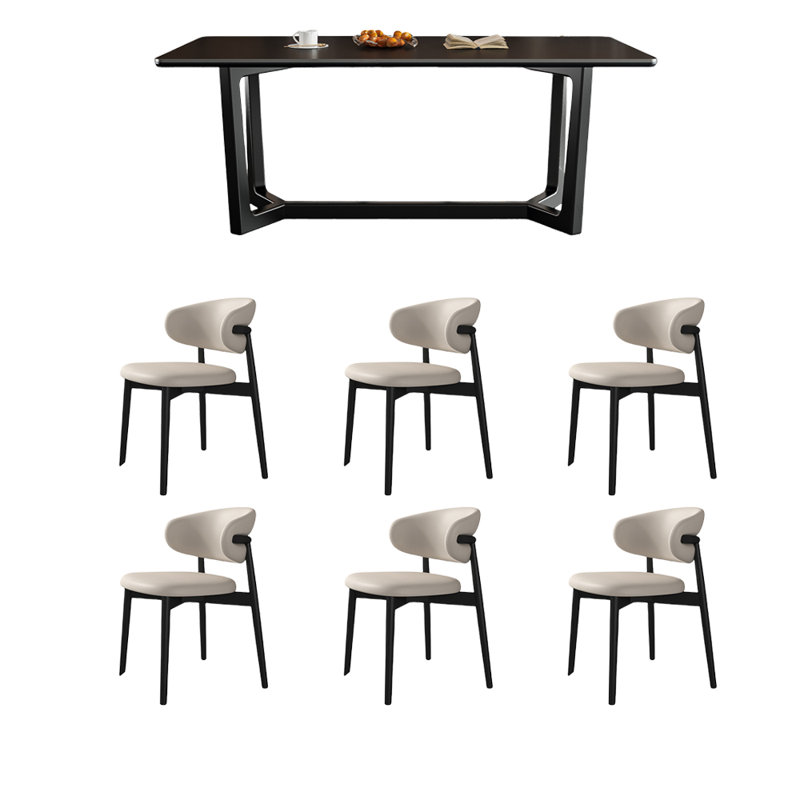Exquisite and elegant dining table and chair set, 29.52"H x 70.86"L x 35.43"W