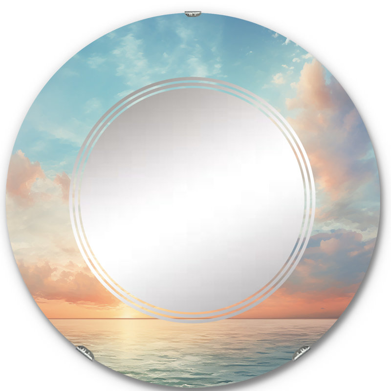Baizen - Miroir mural rond, 24 po x 24 po
