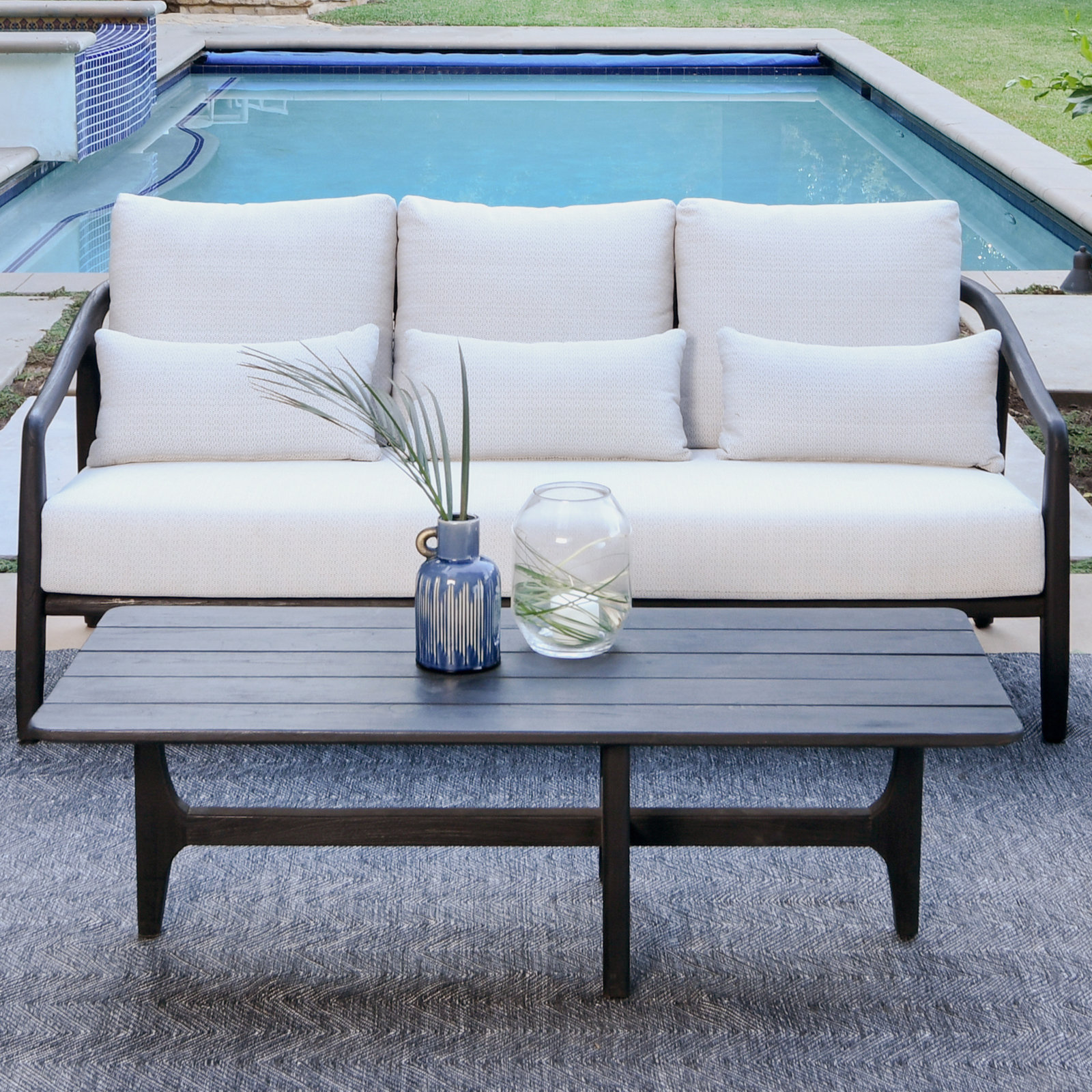 Aria 77 Wide Patio Sofa, Black