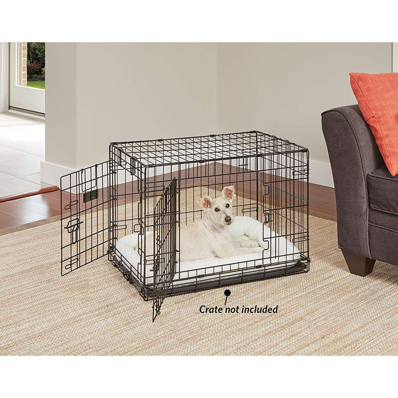 Large White Fleece Bolster Dog Bed with Padded Edges