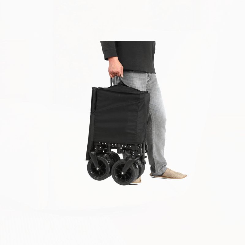 Chariot de jardin pliant avec roues, Noir, noir, noir, noir