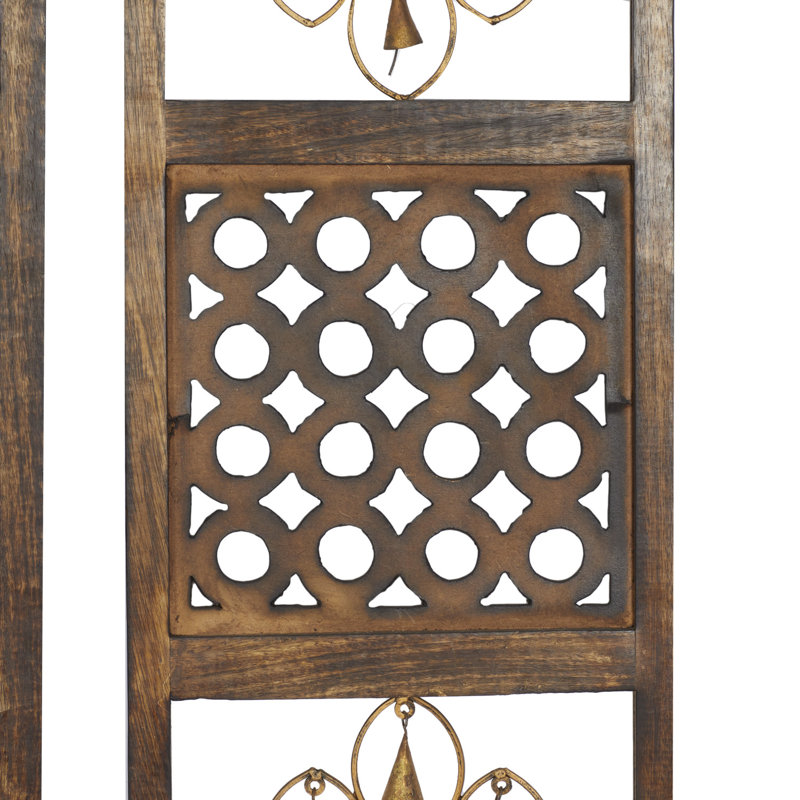 Brown Wood and Metal Bell Wall Decor Set of Three