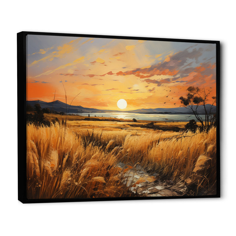 «Countryside Wheat and Pastel I», reproduction sur toile, 12" H x 20" W, Cadre flottant noir