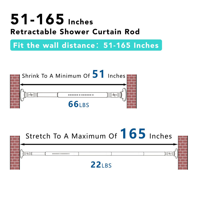 Tringle à rideau de douche à ressort réglable, 1 pouce de diamètre (doré)