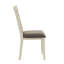 Chaises de salle à manger rembourrées de 2, grises et blanches, structure en bois, pièce Grace White (2), revêtues de tissu d'ameublement
