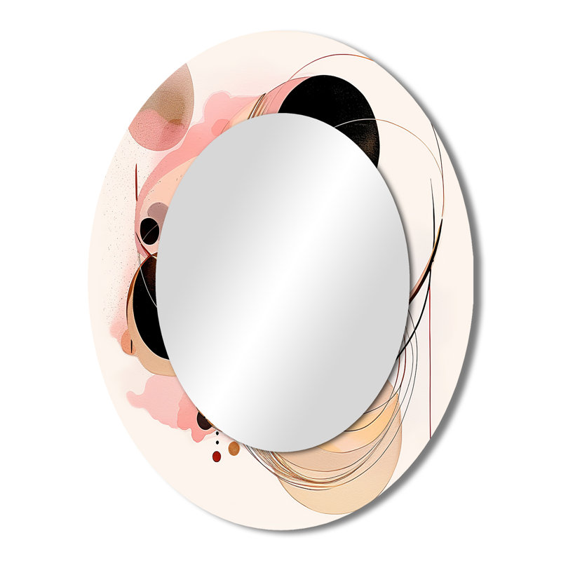 Dreams Of The Heart Watercolor Vintage Pink Gold I - Pink Oval Wall Mirror Decor, 43" x 33"