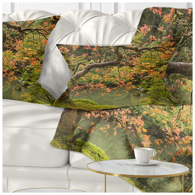 Landscape Japanese Garden Fall Season Pillow, Rectangle, 12" x 20"