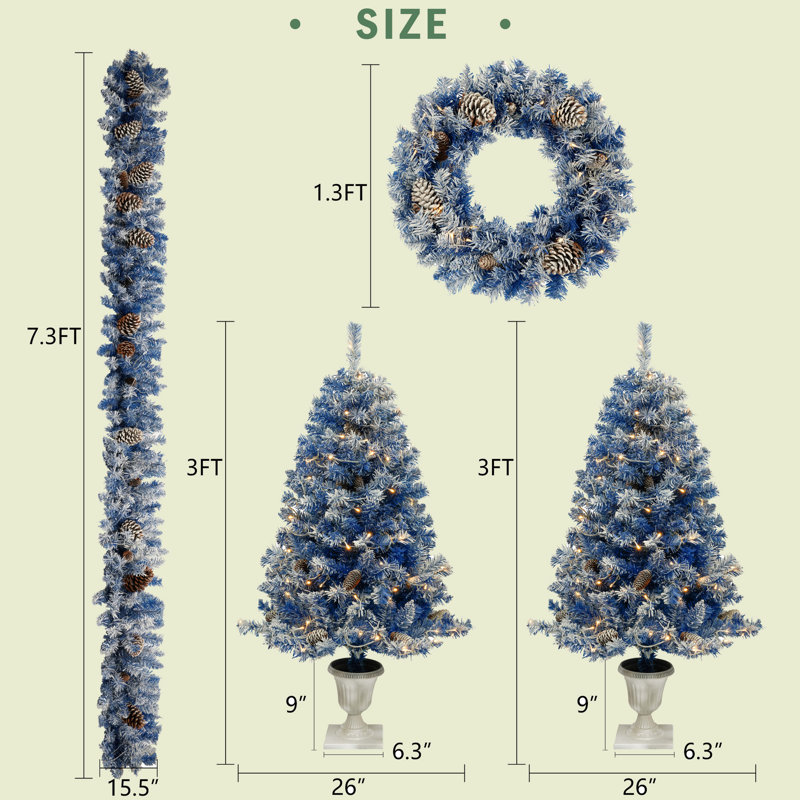 Arbre de Noël pin 3 'éclairé
