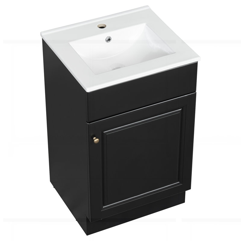 Meuble-lavabo de 20 po avec lavabo, Noir