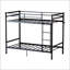 Lit superposé avec échelle et garde-corps haut, lit superposé en métal, espace de rangement, silencieux, lit simple au-dessus d'un lit simple, noir