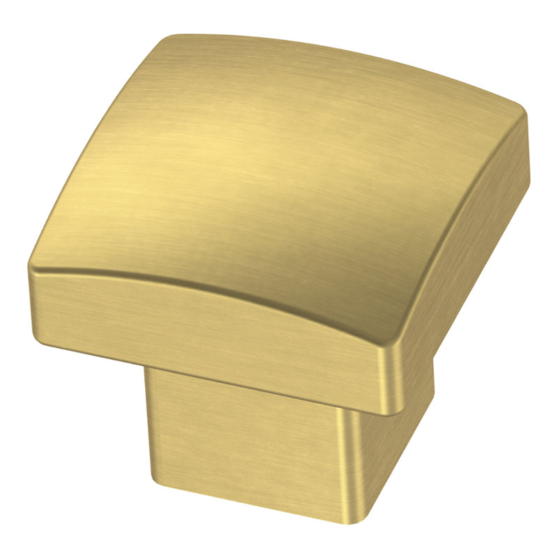 1 3/16" Length Square Knob, Brushed Brass