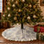 Jupe d'arbre de Noël 100% coton bleu et blanc avec bordure à volants