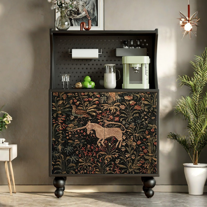 Vintage Accent Sideboard and Tea Entry Cabinet, Black