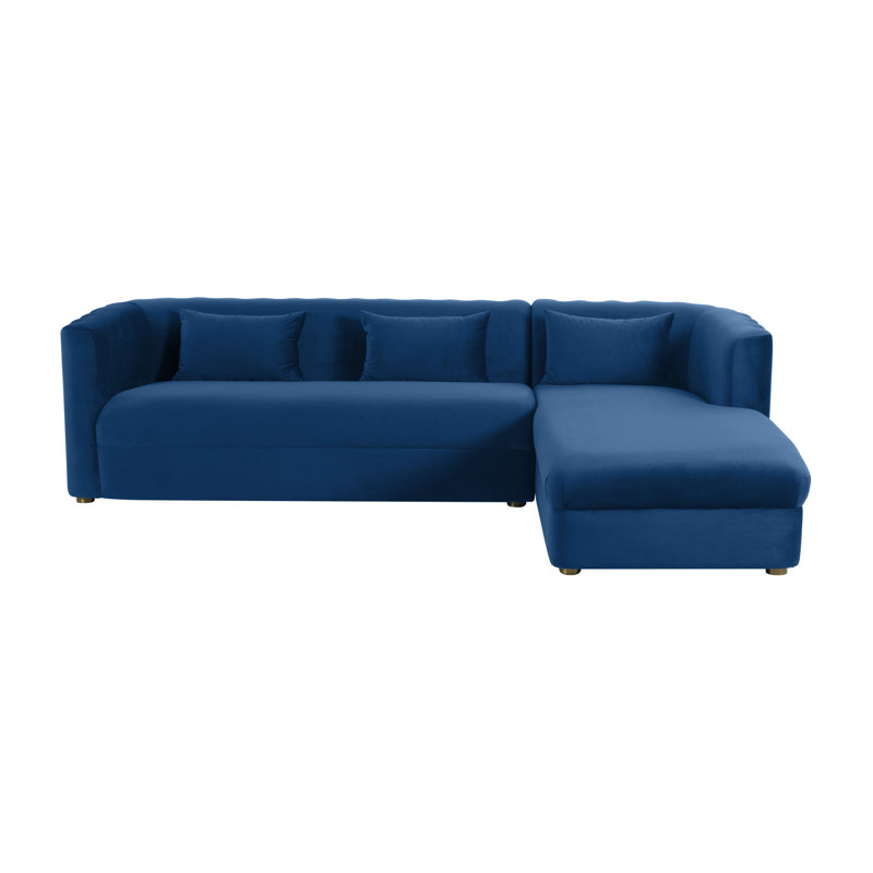 Tov Furniture Callie Navy Velvet Sectional - RAF, Navy Velvet, Right Hand Facing