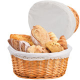 Wicker Bread Basket For Serving, 12 In Large Woven Bread Baskets With Removable Liner & Cover, Sourdough Bread Serving Basket Fruit Basket For Kitchen Picnic Entertaining Gift