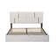 Grand lit plateforme tapissier avec système de rangement hydraulique, sans sommier tapissier, beige