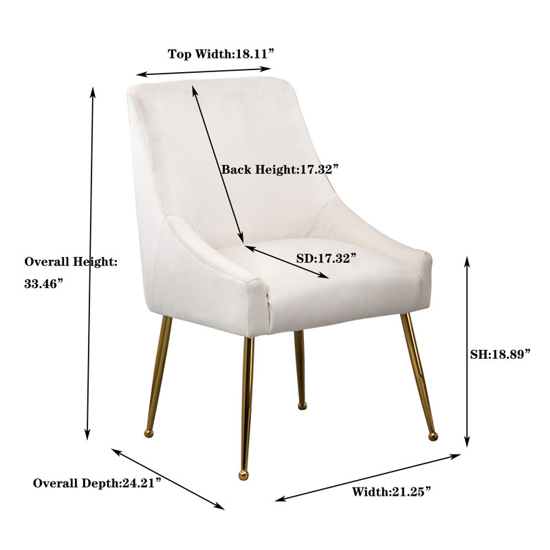 Chaise d'appoint en velours 21,25 po Khivi, Blanc