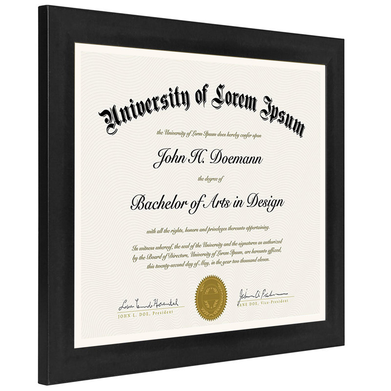8.5 x 11 Diploma Frame with Composite Wood and Shatter-Resistant Glass in Different Colors, Black