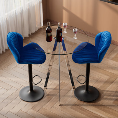Table de pub ronde et 2 à 4 tabourets de bar réglables à 360 °