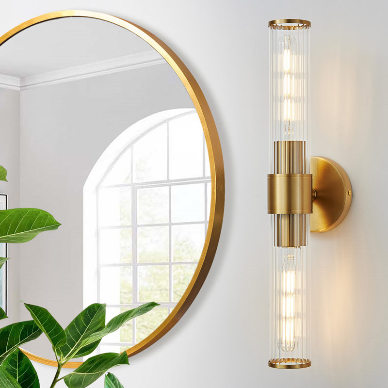 Luminaires de salle de bain à intensité variable pour salle de bain à 2 lumières Almetta, Or, Filetage de la vis