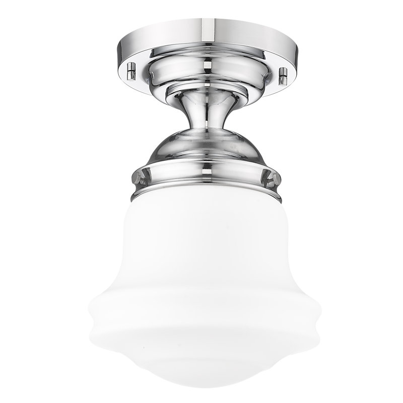 Neriah Glass Semi-Flush Mount Pendant, 15.75" H x 10.5" W, Chrome