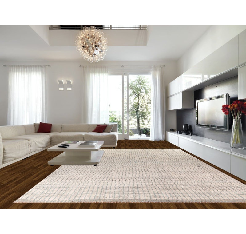 Tapis marocain à rayures terre en laine 12 x 18