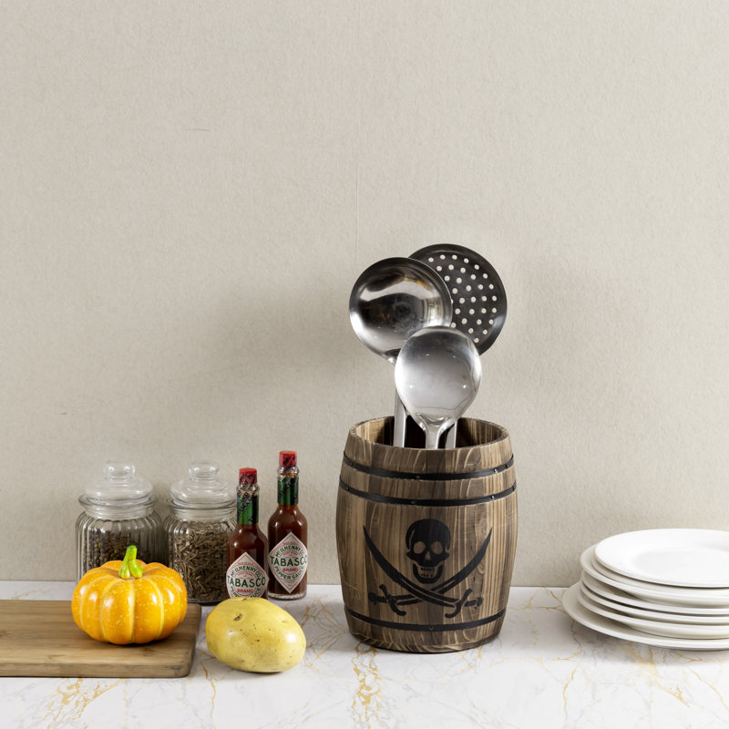 Wood Round Utensil Crock