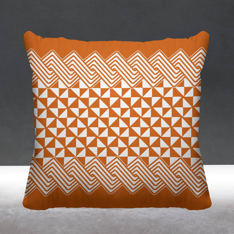Housse de coussin d'intérieur à motif géométrique abstrait orange Mimi, 16 po x 16 po