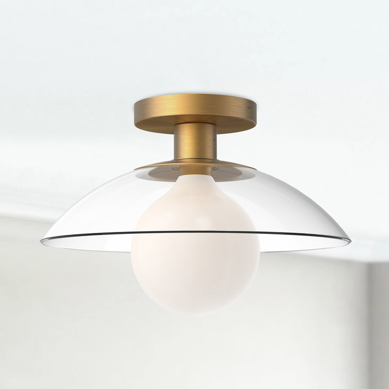 Plafonnier semi-encastré 1 lumière 11,88 po Finola, Doré vieilli