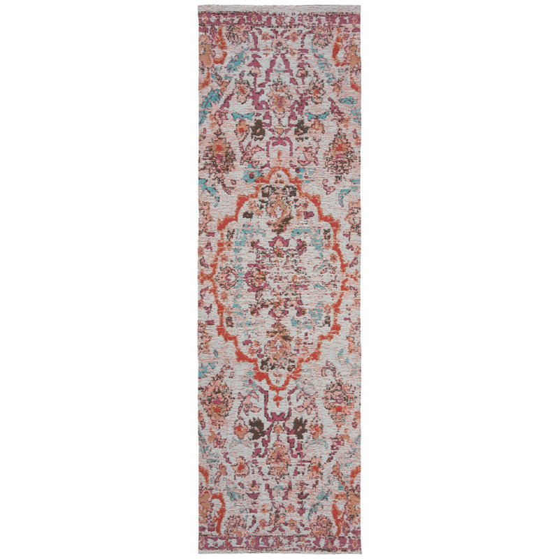 Tapis rouge / beige Callendale, Tapis de couloir 2 pi 3 po x 8 pi