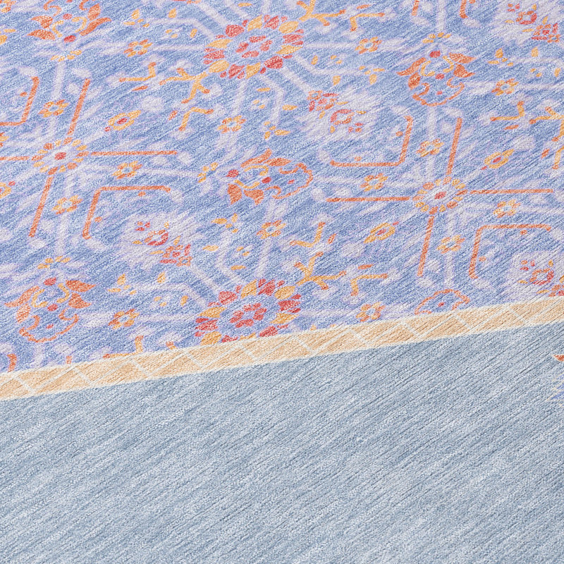 Denim Blue Flat Woven Washable Rectangular Rug 3' x 5'