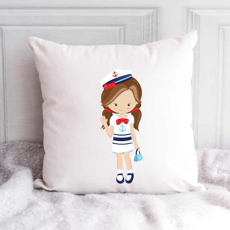Nautical Sea Life_375 - Coussin décoratif en polyester, H 20 po x l 20 po