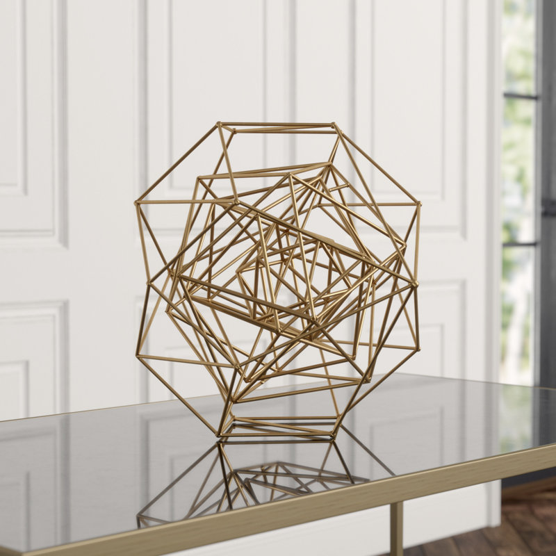 Geo Sculpture, 8" H x 10" W x 10" D, Gold
