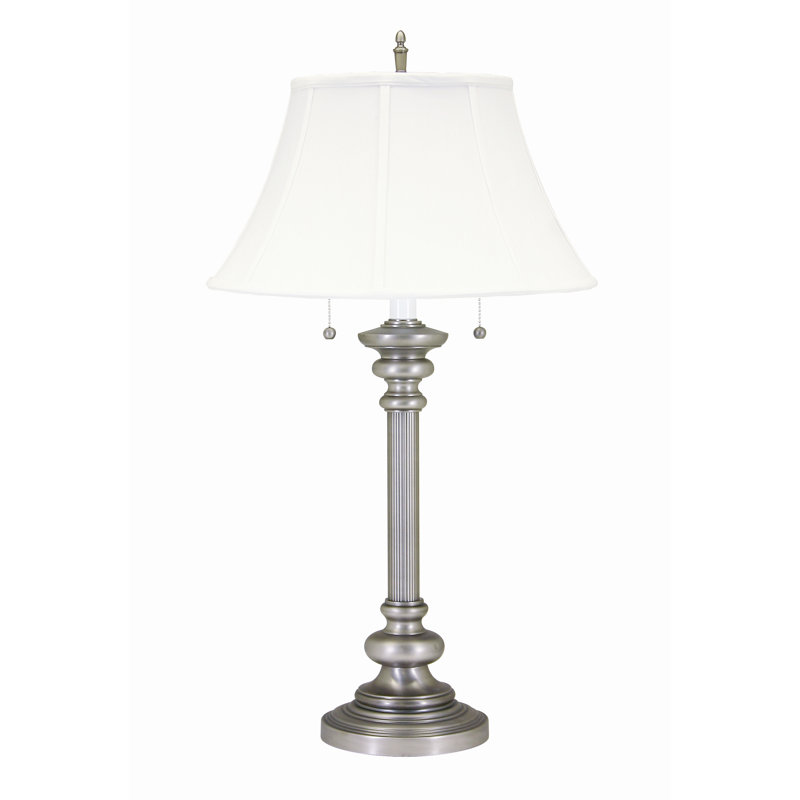 Lampe de table 30 po Ashton, Base argenté et abat-jour blanc