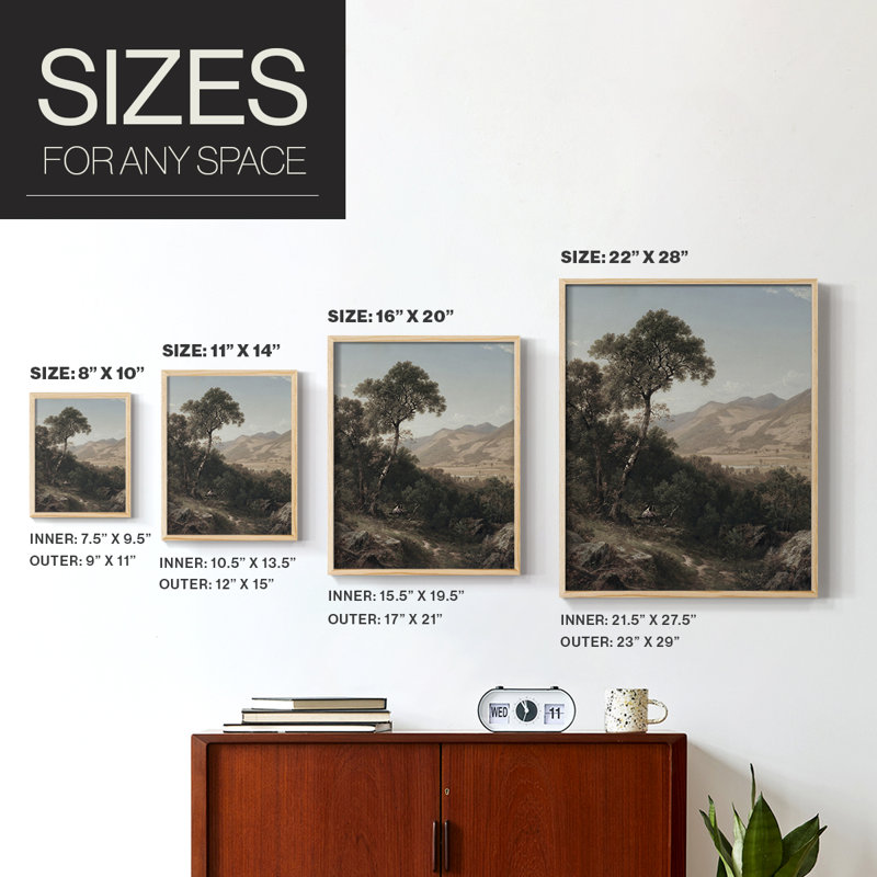 «Vintage Landscape», reproduction encadrée Cxxxviii - bois massif, Naturel, H 21 po x l 17 po