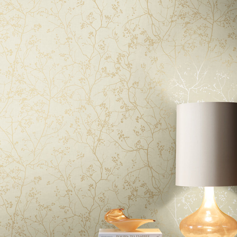 Swanson Floral Double Roll, Cream/Gold