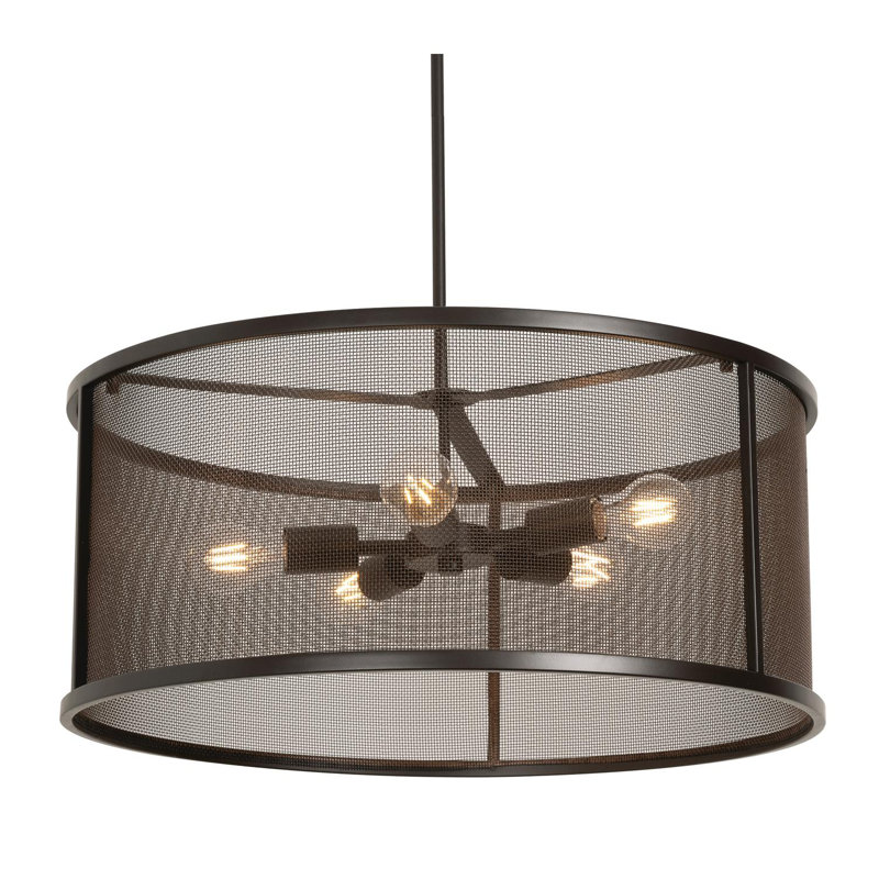 Luminaire suspendu cylindrique unique à 5 lumières