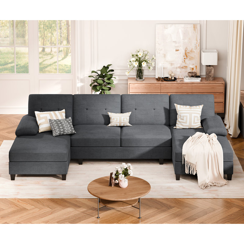 Canapé modulaire en U rembourré 106,3 po, Noir