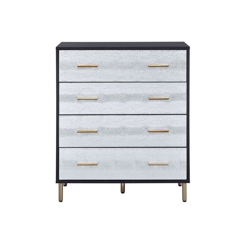 Commode noire, commode en argent doré