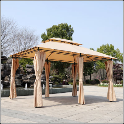 Tente de pavillon pour patio 13 x 13 po avec double toit ventilé et moustiquaire détachable, idéale pour la pelouse, le jardin et la cour