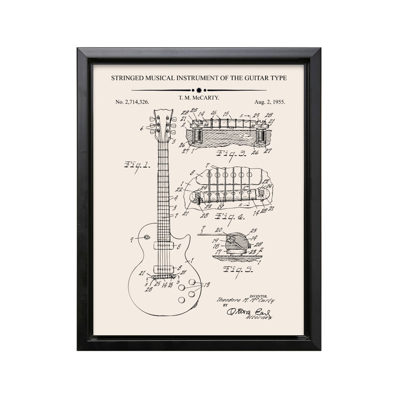 Plan de guitare n ° 1, Black Framed, Poster, 24"H x 32"W