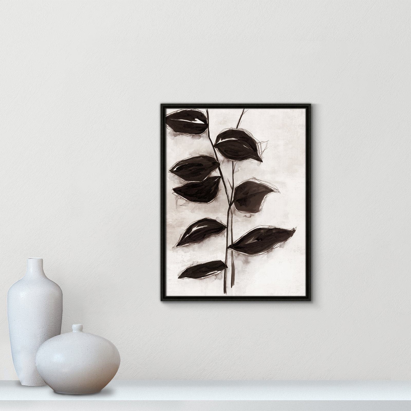 Leaves "Leaves I" Print, 25.5" H x 19.5" W x 2" D, Espresso Framed