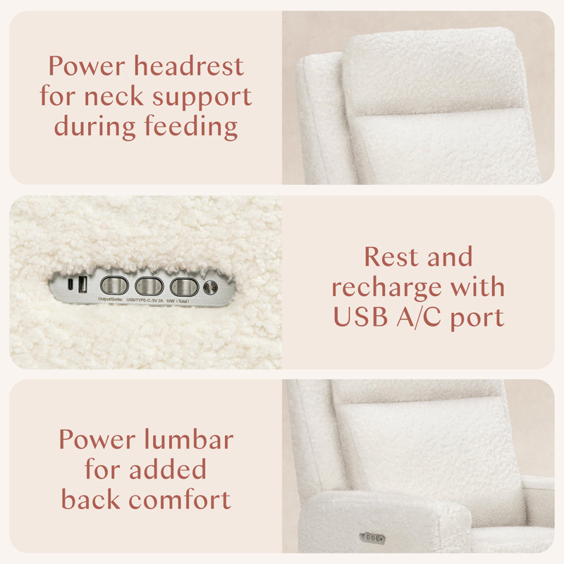 Sigi Pro Power Recliner and Swivel Glider with Power Adjustable Headrest and Lumbar Support, Cream
