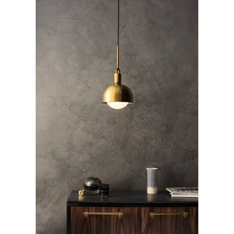 1 - Light Pendant, Opal/Brass