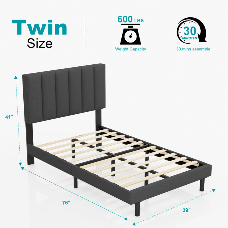 Base de lit tapissier moderne et simple, base de matelas avec lattes en bois, sans sommier requis pour un soutien solide
