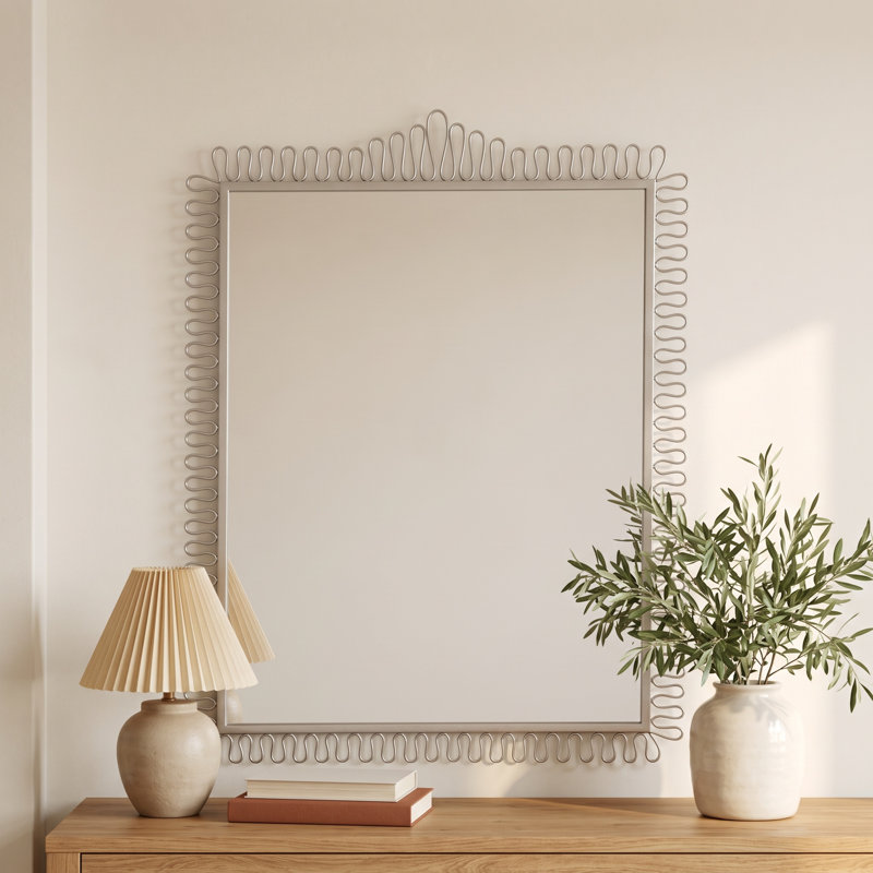 Squiggle Rectangle Champagne Silver Mirror