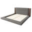 Lit plateforme tapissier de plancher avec tête de lit en bois allongée et tablette de chevet, aucun sommier nécessaire-1255839572