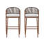 Tabourets de bar d'extérieur à structure en aluminium à hauteur de siège de 30,25 po avec dossier en forme de feston en rotin Pe, ensemble de 2-655242432-655242494